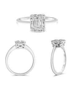 White Gold Diamond Cluster Engagement Ring