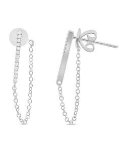 Diamond Bar & Chain Earrings