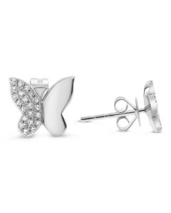 White Gold Butterfly Stud Earrings