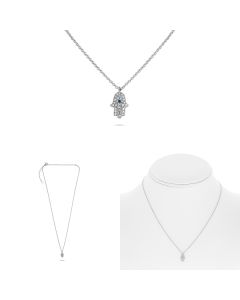 Sapphire and Diamond Evil Eye Hamsa Necklace