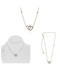 Rose Gold Double Heart Diamond Necklace