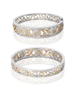 Tri-Colored Abstract Diamond Bangle