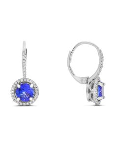 Nickel Free Round Tanzanite Drop Earrings