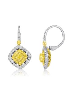 Cushion Fancy Yellow Diamond Earring