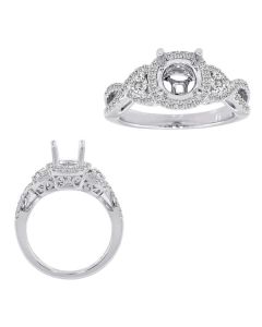 Four Prong Side Stone Engagement Setting