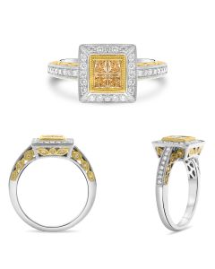 Princess Cut Fancy Yellow Diamond Ring
