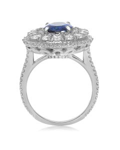 Sapphire & Diamond Triple Halo Ring