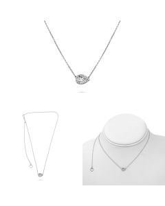 Pave Diamond Halo Semi Mount Necklace