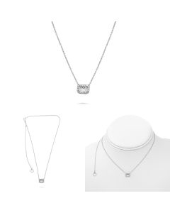 Pave Diamond Halo Semi Mount Necklace