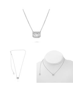 Pave Diamond Halo Semi Mount Necklace