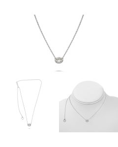 Pave Diamond Halo Semi Mount Necklace
