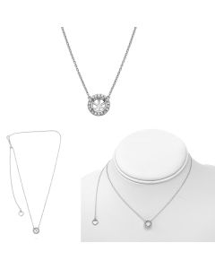 Pave Diamond Halo Semi Mount Necklace