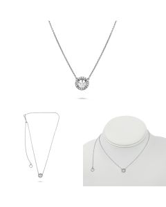 Pave Diamond Halo Semi Mount Necklace