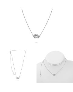 Pave Diamond Halo Semi Mount Necklace