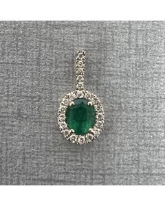 Oval Emerald and Diamond Pendant