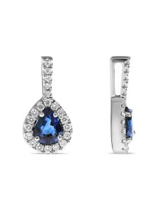 Sapphire and Diamond Pendant in White Gold