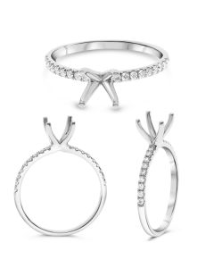 Four Prong Semi Mount with Pave Diamonds