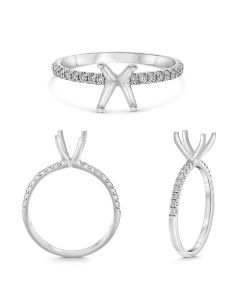 Four Prong Semi Mount with Pave Diamonds