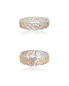 Tri-Colored Filigree Diamond Bangle