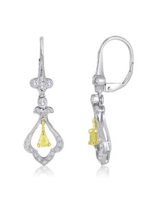 Pear Shape Fancy Yellow Diamond Earring