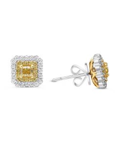 Radiant Fancy Yellow Diamond Earring