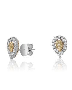 Pear Shape Fancy Yellow Diamond Earring