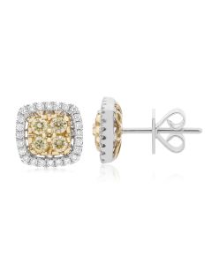 Two Tone Diamond Cluster Earrings
