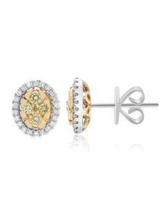 Oval Diamond Cluster Stud Earrings