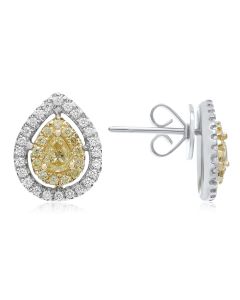 Pear Shape Fancy Yellow Diamond Earring