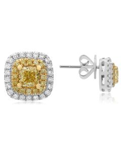 Cushion Fancy Yellow Diamond Earring