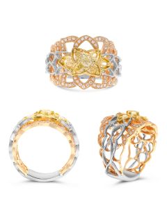 Mixed Shape Fancy Yellow Diamond Ring