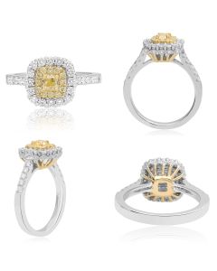 Cushion Fancy Yellow Diamond Ring
