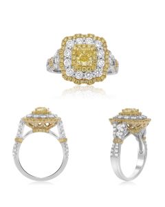 Cushion Fancy Yellow Diamond Ring