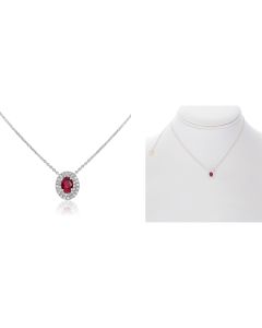 Oval Ruby Double Halo Necklace