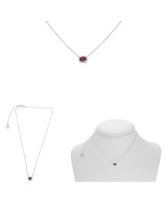 White Gold Oblong Ruby Necklace