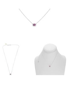 White Gold Oblong Pink Sapphire Necklace