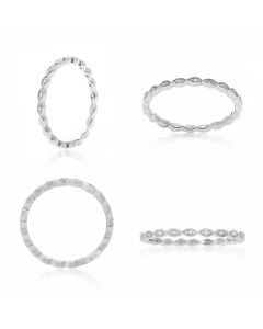 Milgrain Leaf White Diamond Band