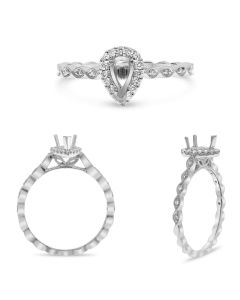 Milgrain Leaf Design Engagement Ring