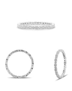 White Gold Geometric Milgrain Eternity Band