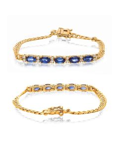 Oval Sapphire Yellow Gold Bracelet