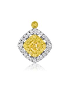 Cushion Fancy Yellow Diamond Pendant