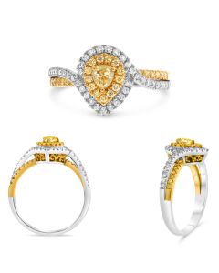 Pear Shape Fancy Yellow Diamond Ring