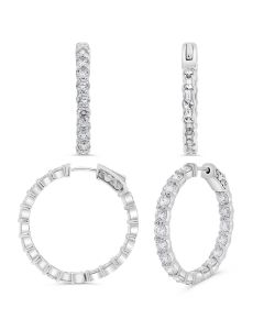 1 inch 6 Carat Diamond Hoop Earrings 