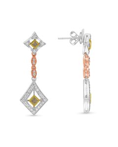 Radiant Fancy Yellow Diamond Earring