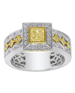 Princess Cut Fancy Yellow Diamond Ring