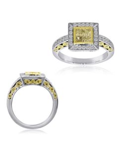 Princess Cut Fancy Yellow Diamond Ring