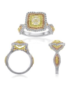 Cushion Fancy Yellow Diamond Ring
