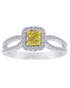 Cushion Fancy Yellow Diamond Ring