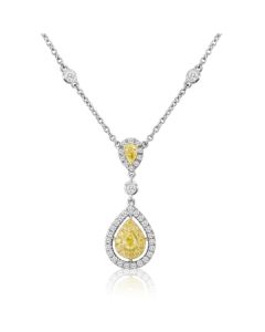 Pear Shape Fancy Yellow Diamond Necklace