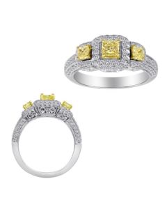 Radiant Fancy Yellow Diamond Ring